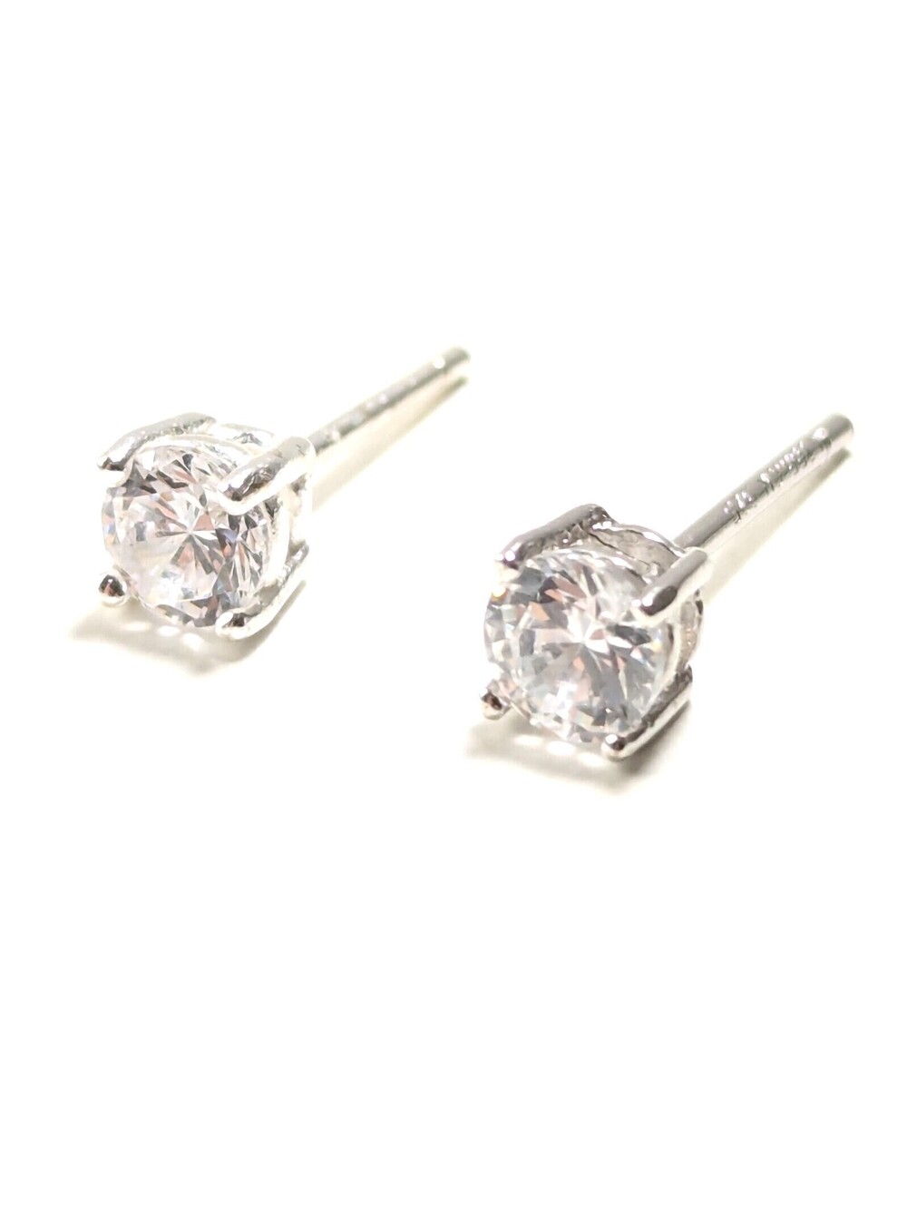 Sterling Silver - Unknown Clear Stone 925 Stud  Earrings Elegant Everyday 0.4g